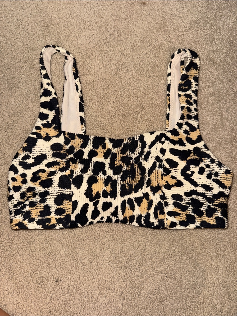 H&M Leopard Print Bathing Suit Top- Black, White & Tan